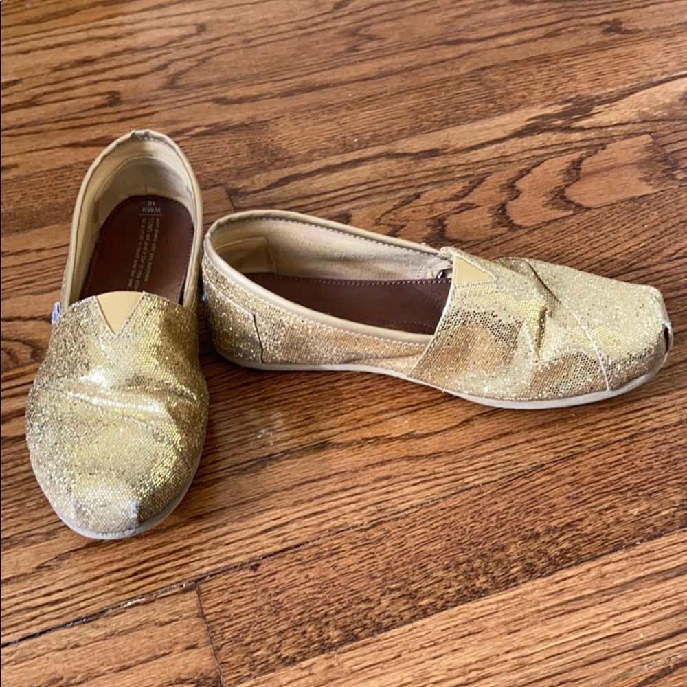 Toms Gold slip on shoes